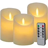 3pcs Velas LED con Mando a Distancia de 10 Botones(Temporizador 2-4-6-8 H- 2 Modos- Regulable) 7-5x10-12-5-15cm- para…